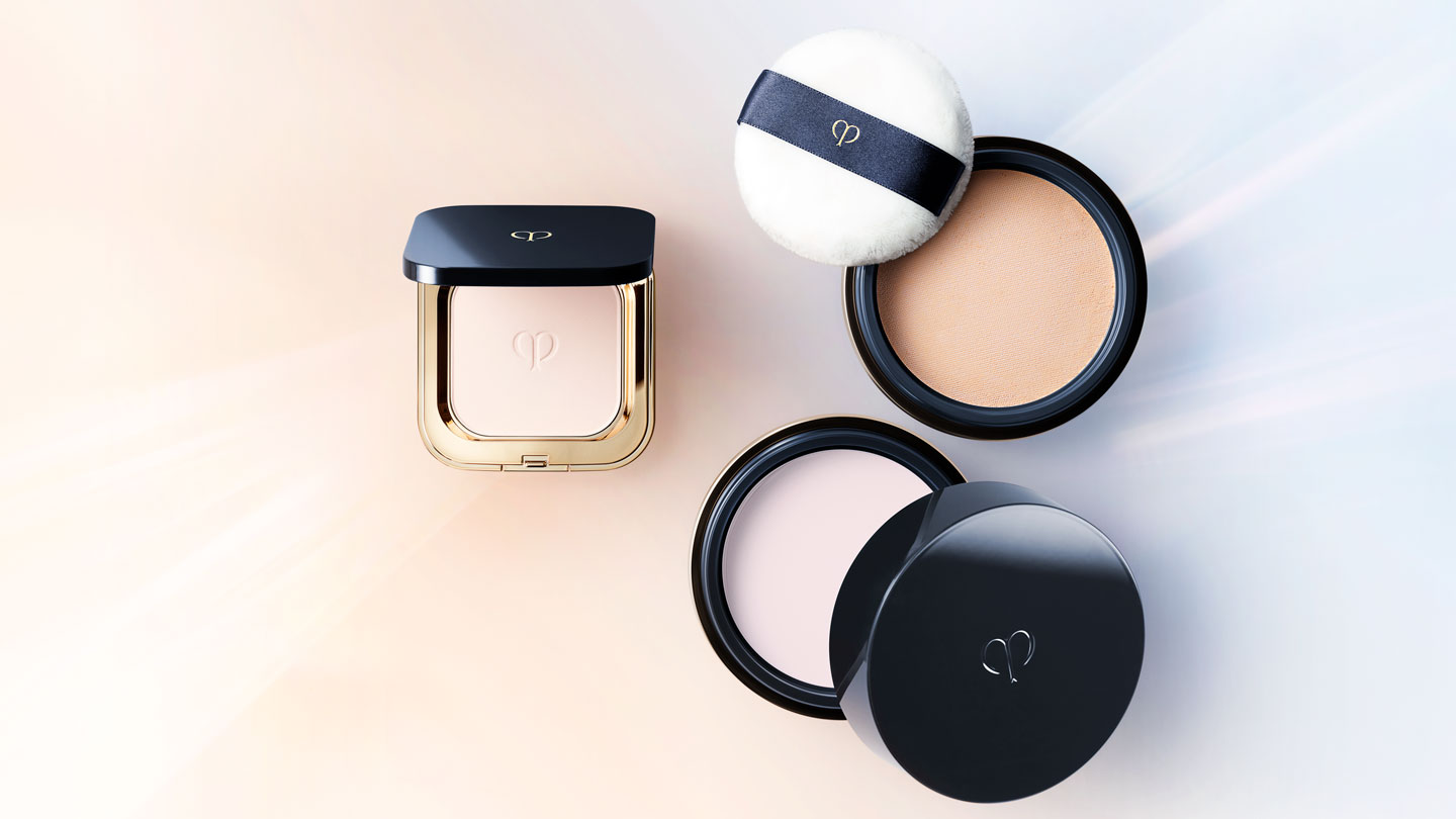 Photo of three variations of translucent loose powder.