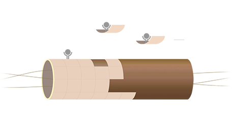 A diagram from Synactif&rsquo;s research comparing lymphatic capillaries. This shows a damaged capillary with impaired structure due to poorly functioning TGF-beta, illustrating that this is the key to promoting skin purification and regeneration.