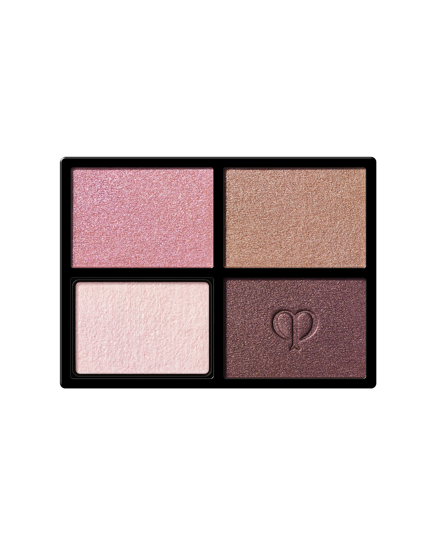 Photo of "EYE COLOR QUAD (REFILL)", an eyeshadow consisting of four colors. The brand logo is imprinted on the lower right color. Shade: 9-Pink Coral Shells.