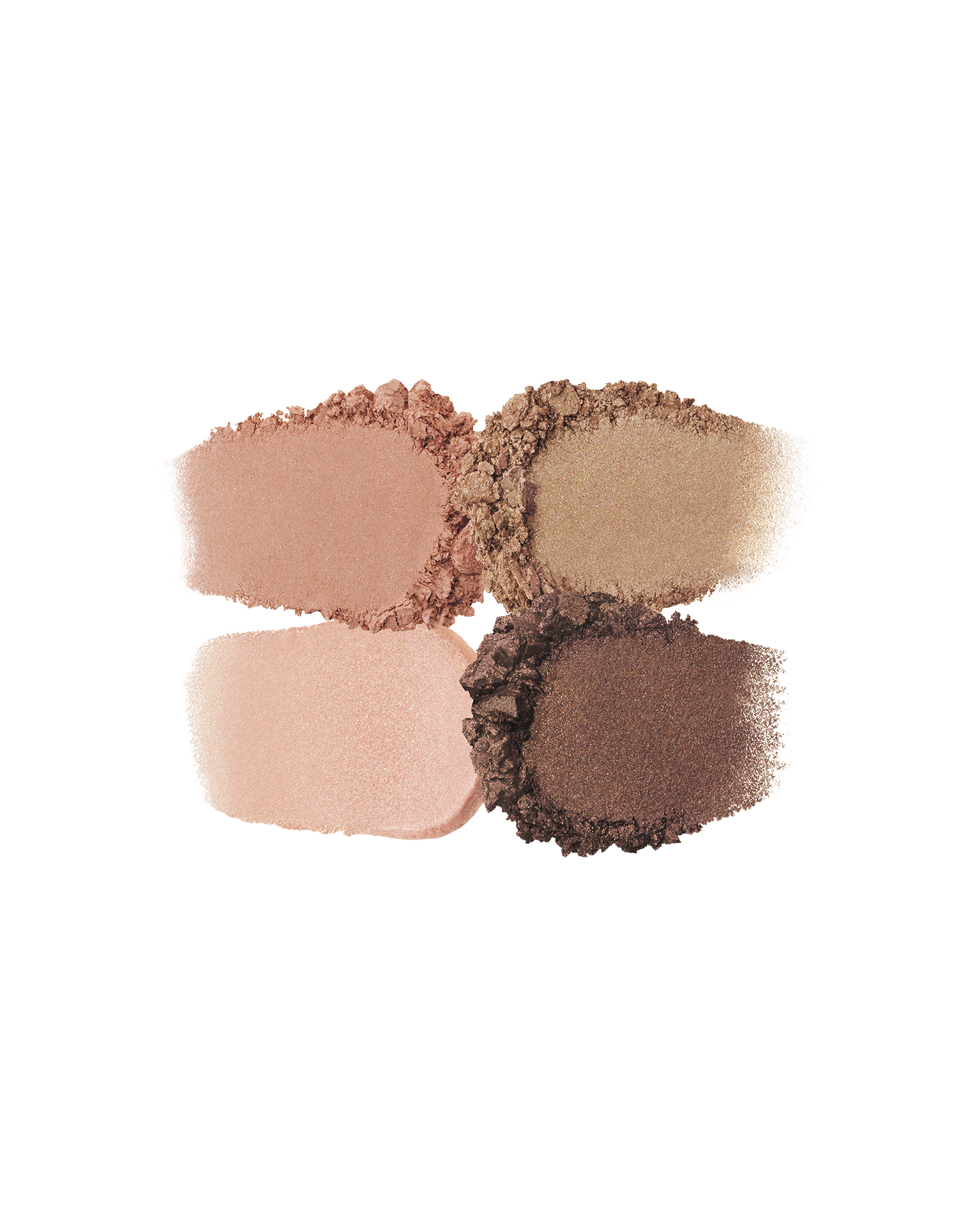 Photo of the texture of the four EYE COLOR QUAD colors, showing their color and powder quality. Shade: 5-Coral Reef.