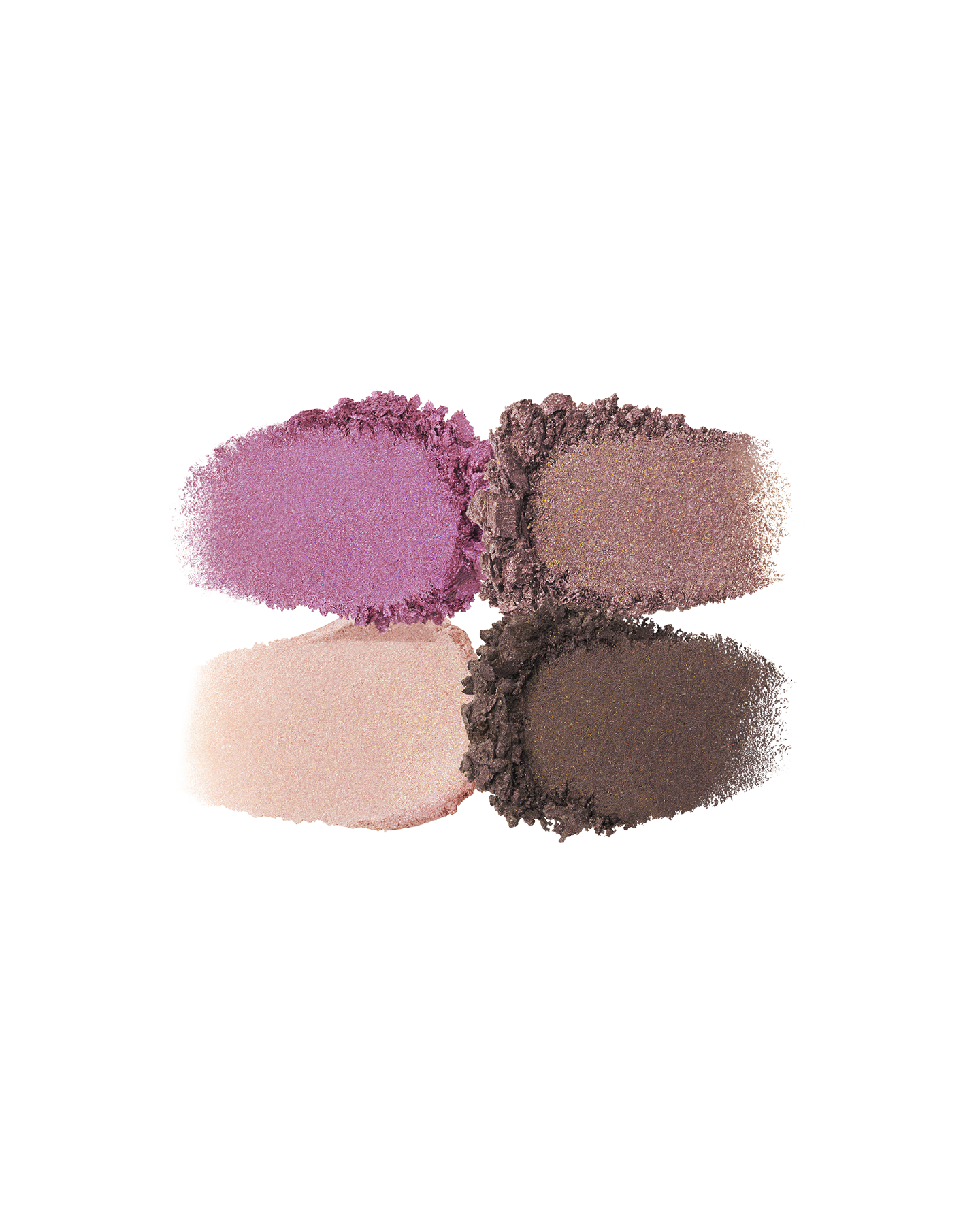 Photo of the texture of the four EYE COLOR QUAD colors, showing their color and powder quality. 6-Caviar Pearls.