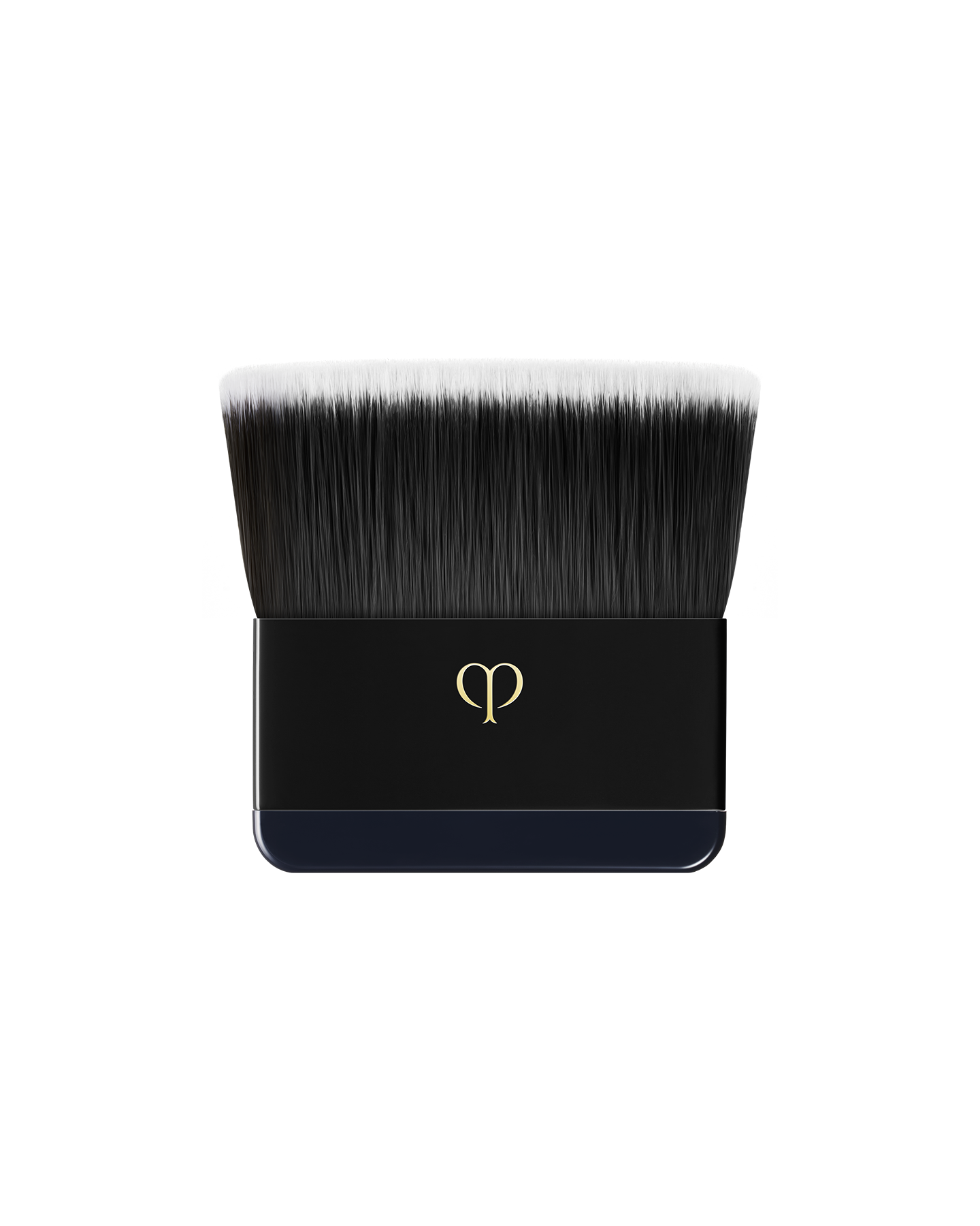 Photo of a flat brush designed specifically for "RADIANT POWDER FOUNDATION". The handle is engraved with the brand logo in gold.