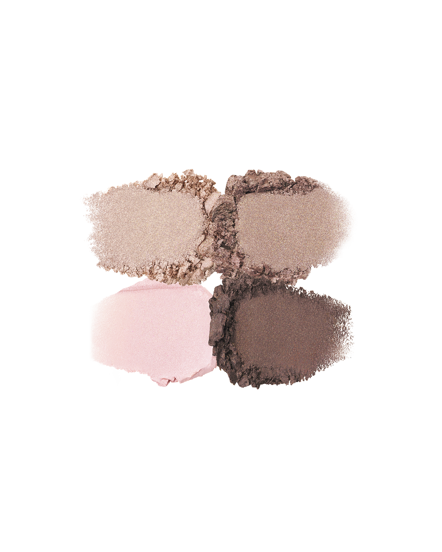 Photo of the texture of the four EYE COLOR QUAD colors, showing their color and powder quality. Shade: 1-Sand Dune.