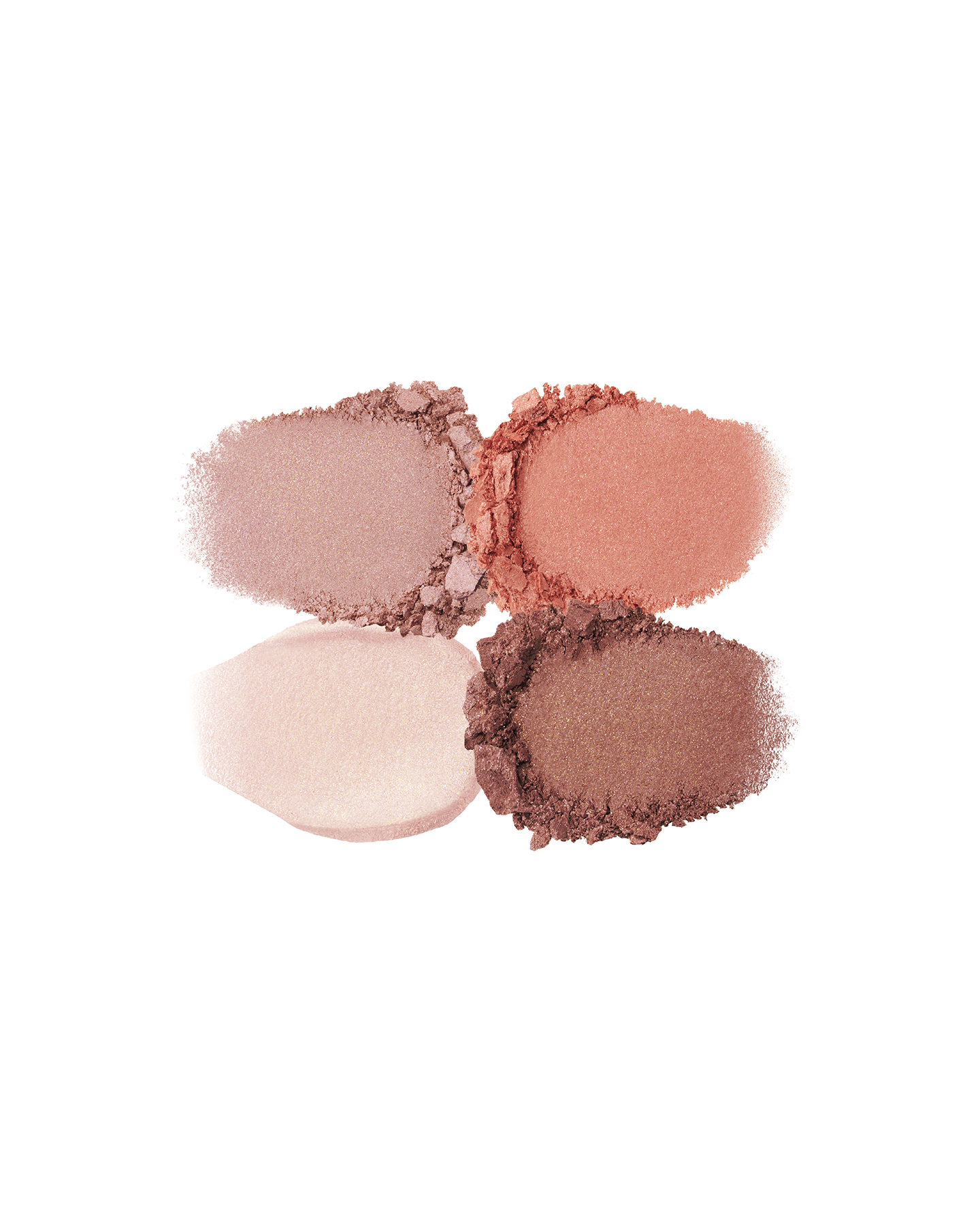 Photo of the texture of the four EYE COLOR QUAD colors, showing their color and powder quality. Shade: 8-Warm Ocean Sunset.