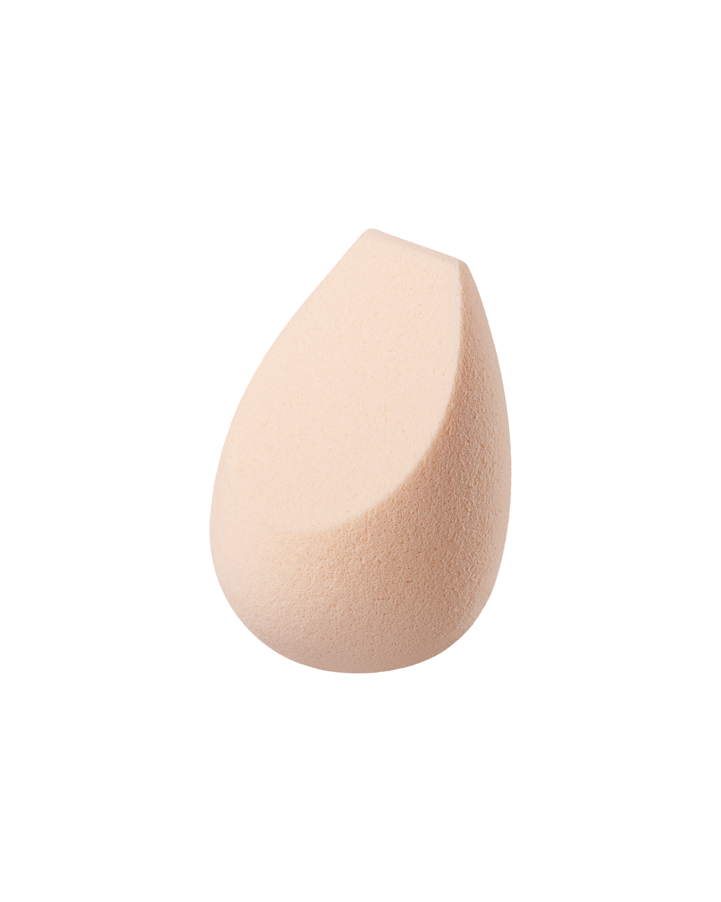Photo of &ldquo;THE SPONGE.&rdquo; It is teardrop-shaped with a slanted tip and a fine texture.