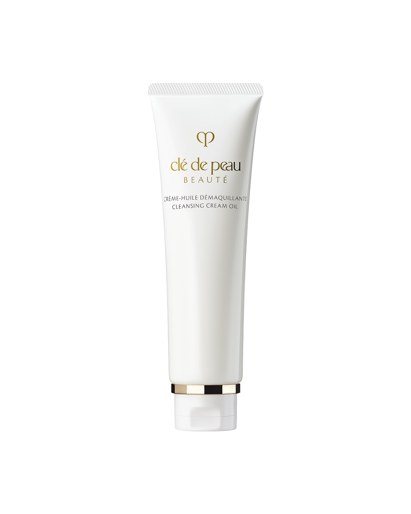 Photo of a white tube of &ldquo;CLEANSING CREAM OIL.&rdquo; Gold brand logo and product name are printed on the front. The cap features gold detailing.