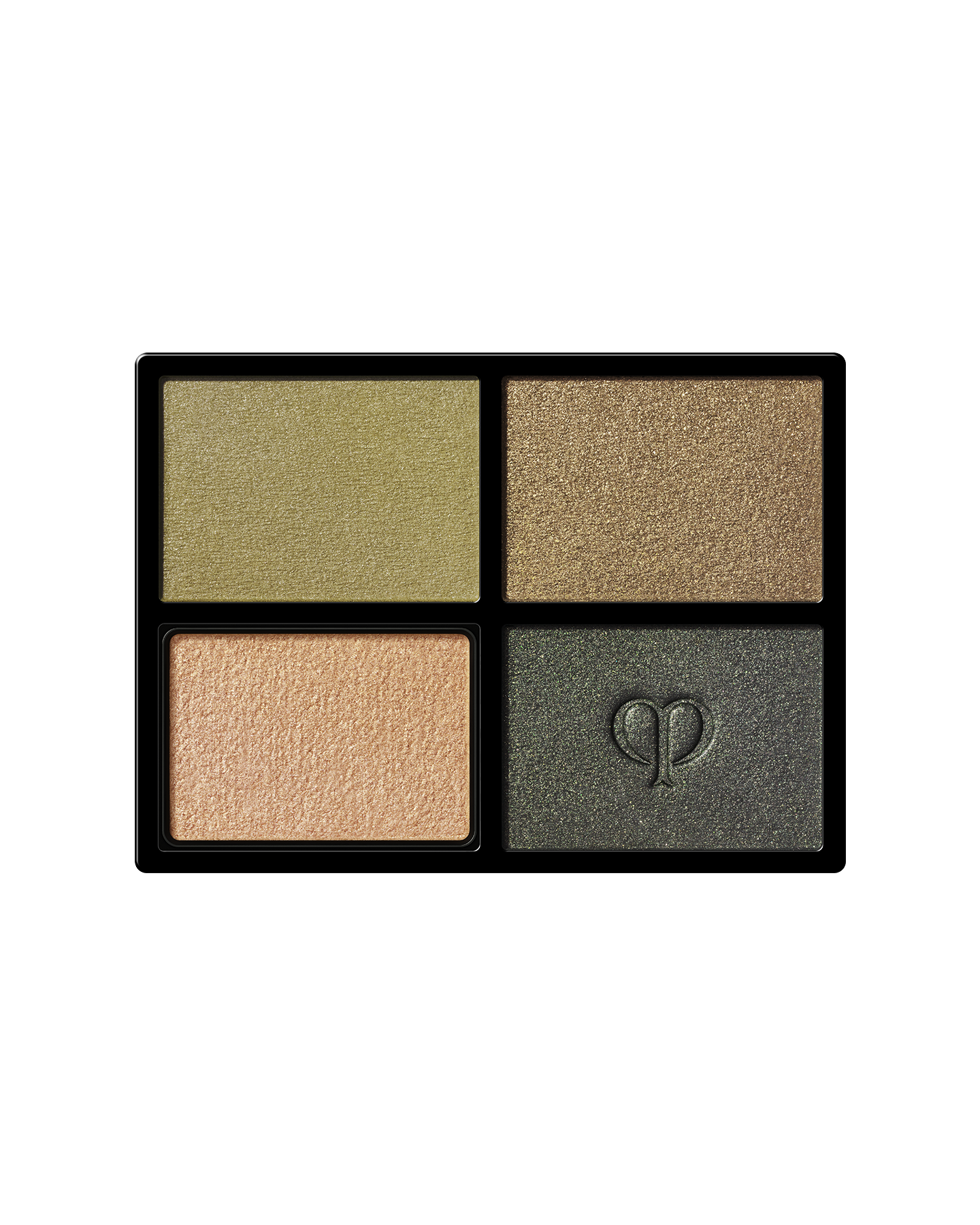 Photo of "EYE COLOR QUAD (REFILL)", an eyeshadow consisting of four colors. The brand logo is imprinted on the lower right color. Shade: 10-Sea Grass.