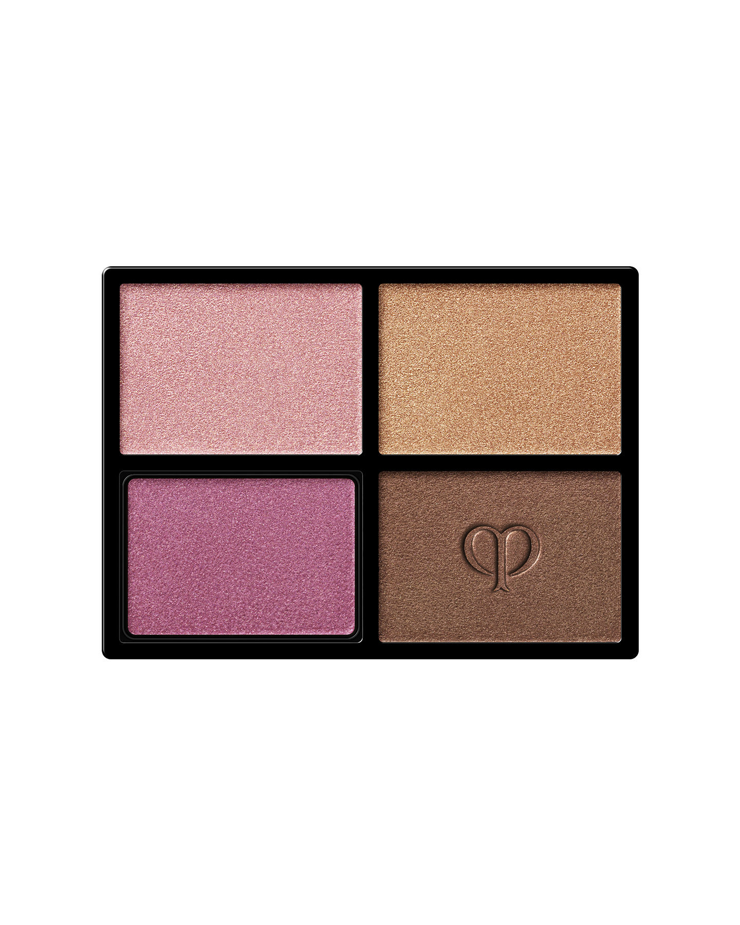 Photo of "EYE COLOR QUAD (REFILL)", an eyeshadow consisting of four colors. The brand logo is imprinted on the lower right color. Shade: 13-Sunwarmed Stones.