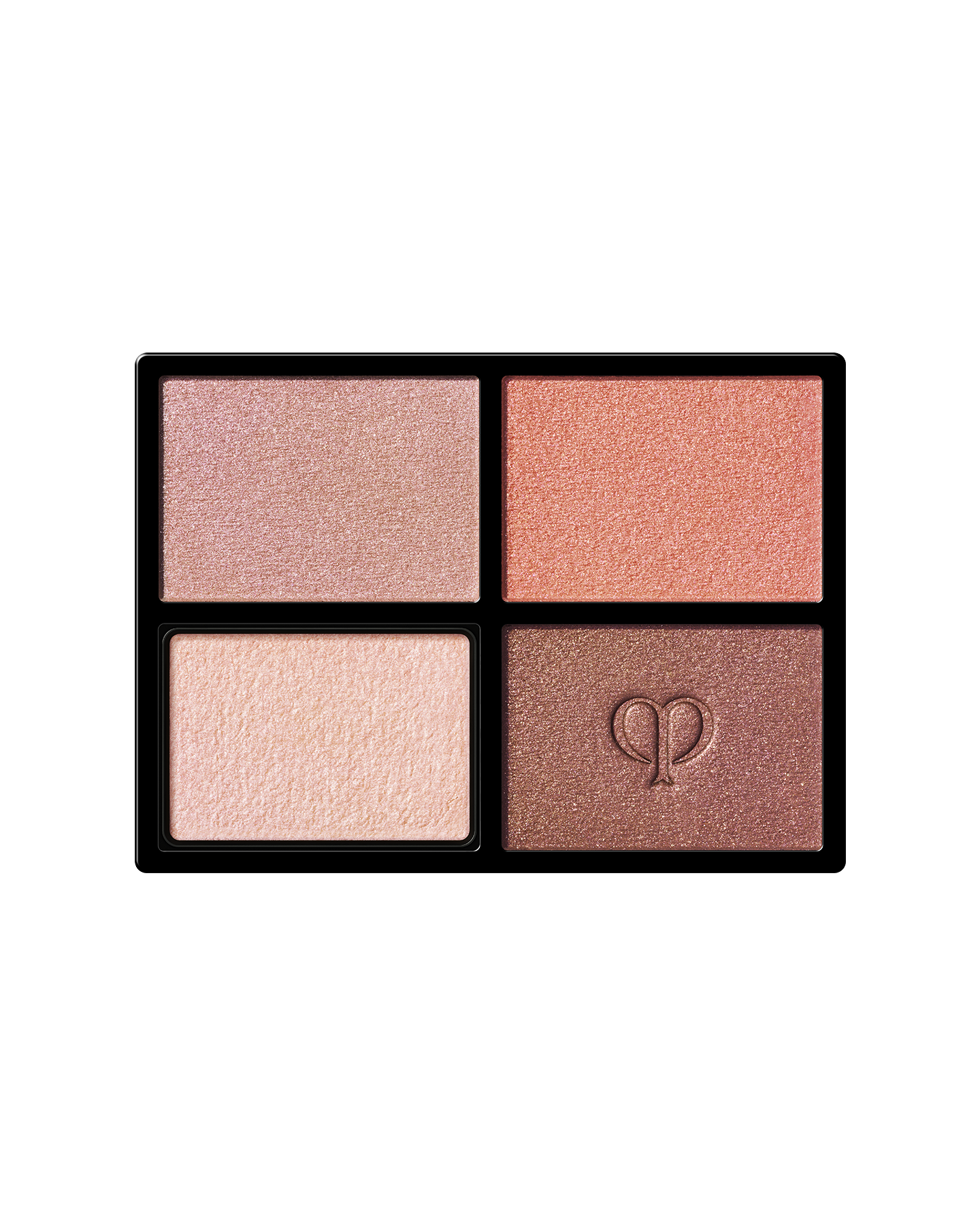 Photo of "EYE COLOR QUAD (REFILL)", an eyeshadow consisting of four colors. The brand logo is imprinted on the lower right color. Shade: 8-Warm Ocean Sunset.
