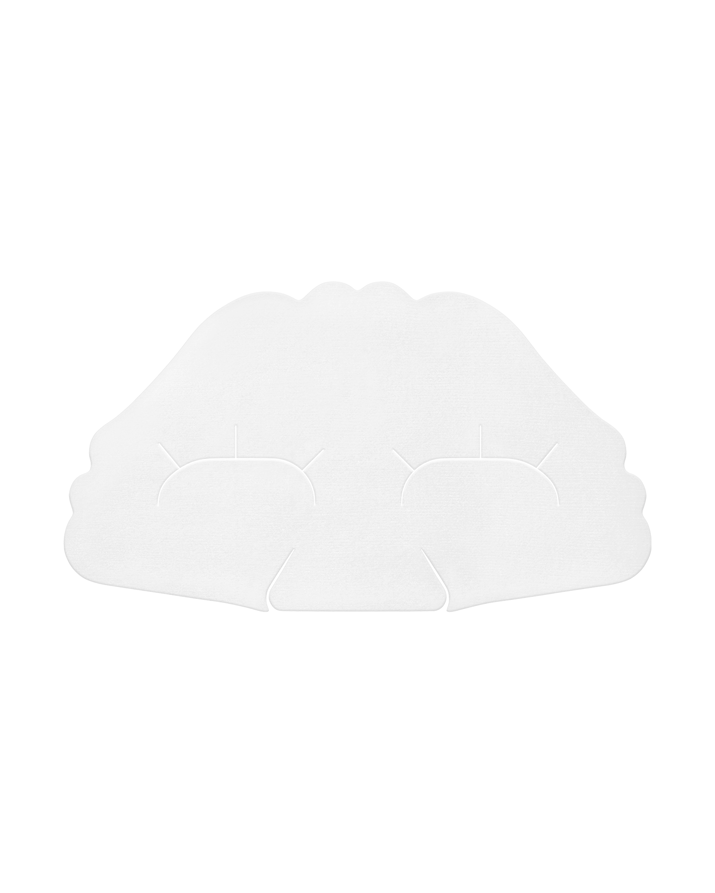 Photo of a sheet of VITALITY-ENHANCING EYE MASK SUPREME. A White eye mask sheet for the eye area, made of soft and smooth material.